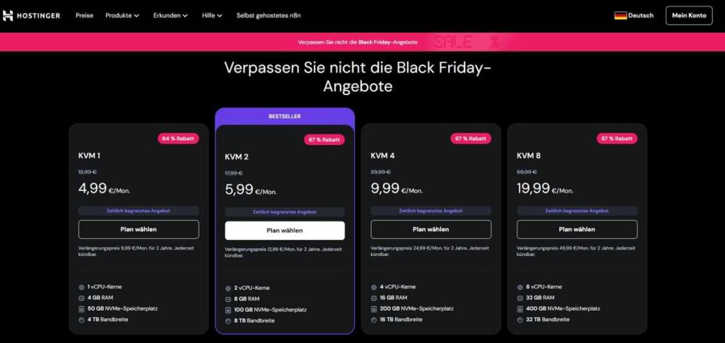 hostinger preistabelle und rabatte