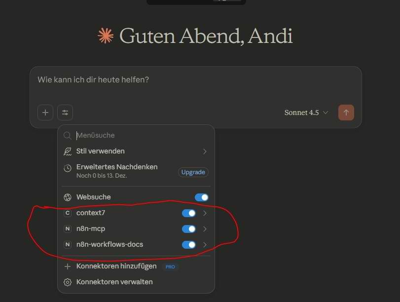 claude desktop n8n mcp werkzeuge