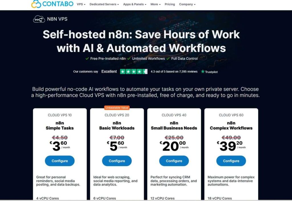 günstigste und einfachste n8n selber hosten variante mit contabo